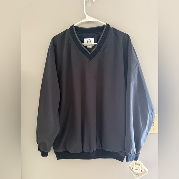 Outdoor World Jacket Mens SZ M Black Windbreaker Golf Lightweight V Neck Casual - Picture 1 of 9